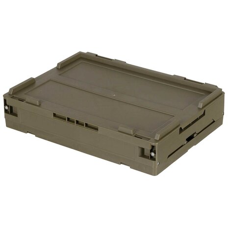 MFH plastic transport case 20L, foldable and stackable, OD green