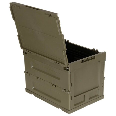 MFH plastic transport case 20L, foldable and stackable, OD green