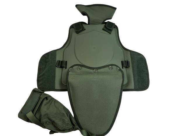 French Riot Gear Torso-/Schrittprotektoren Hartschale Level 2 BS7971-4:2001, vorne + Haube