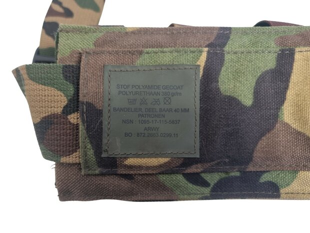 KL landmacht Bandelier riem voor 10x 40mm granaat, opdeelbaar naar 2x5, DPM camo