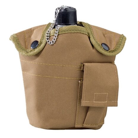 AB US aluminum canteen 1L with cup and cover, coyote tan