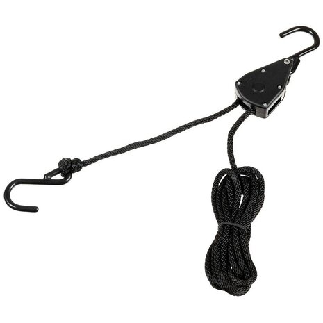 MFH Tension cable 4 mm, 2 meters with rope ratchet, black