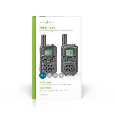 Nedis TK0500 PTT/VOX Walkie-Talkie Funkgerät set, bis zu 5 km, schwarz