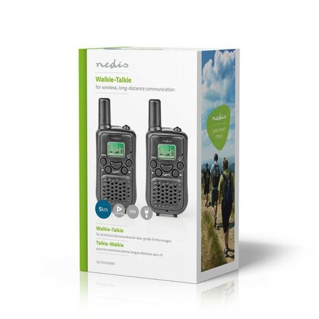 Nedis TK0500 PTT/VOX Walkie-Talkie Funkgerät set, bis zu 5 km, schwarz