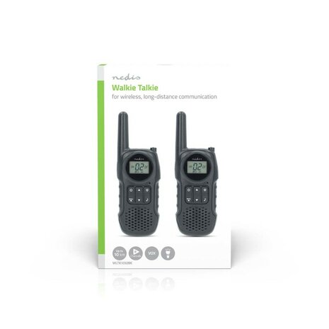 Nedis TK1050 PTT/VOX Walkie-Talkie Funkgerät set wiederaufladbar, bis zu 10 km, schwarz