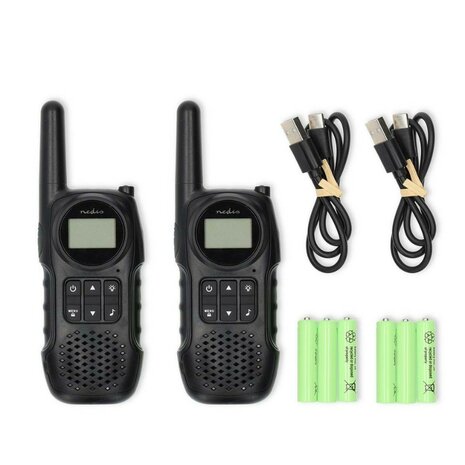 Nedis TK1050 PTT/VOX Walkie-Talkie Funkgerät set wiederaufladbar, bis zu 10 km, schwarz