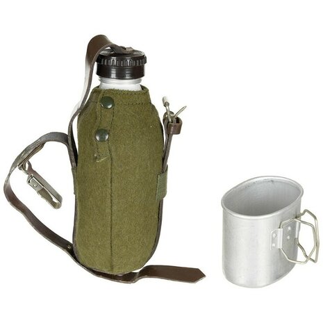 Cantine roumaine 1QT aluminium avec tasse et sac vert olive