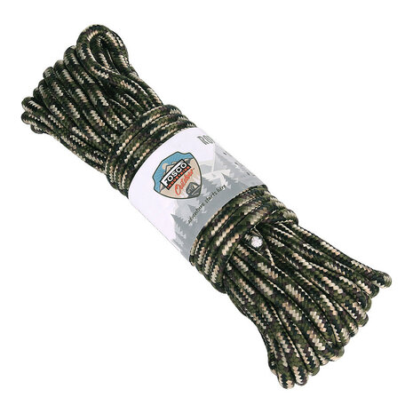 Fosco Paracord 9mm Woodland camo, 15 meter length