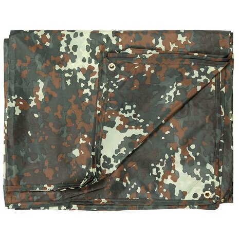 MFH Tarp / Afdekzeil, 190T polyester, flecktarn, metaalogen, 200 x 300CM