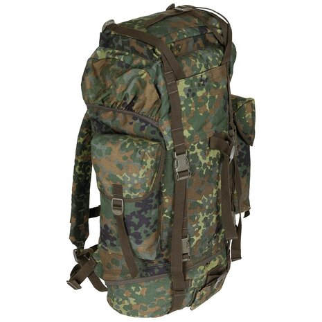 Duitse Bundeswehr combat veldrugzak 65L met zijtassen, flecktarn