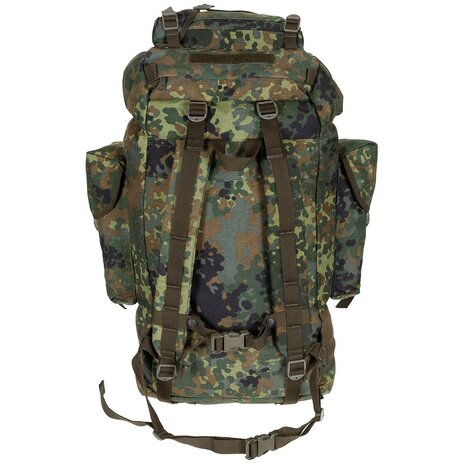 Duitse Bundeswehr combat veldrugzak 65L met zijtassen, flecktarn