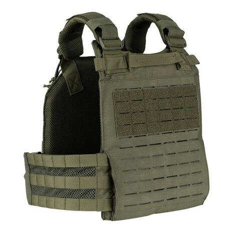 101 Inc QR plate carrier vest lasercut Molle, rapid release, legergroen