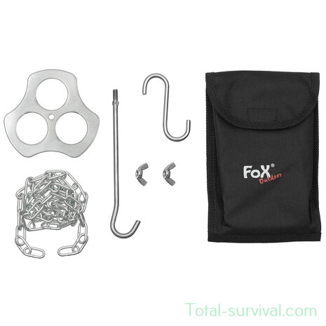 Fox outdoor Tripod Holder, Stainless Steel, with chain and hook