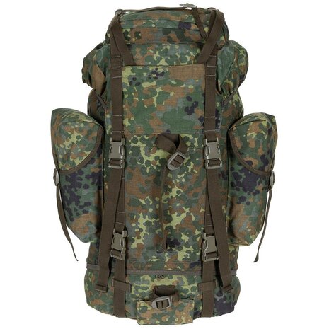 Bundeswehr Kampfrucksack 65L mit Seitentaschen, flecktarn