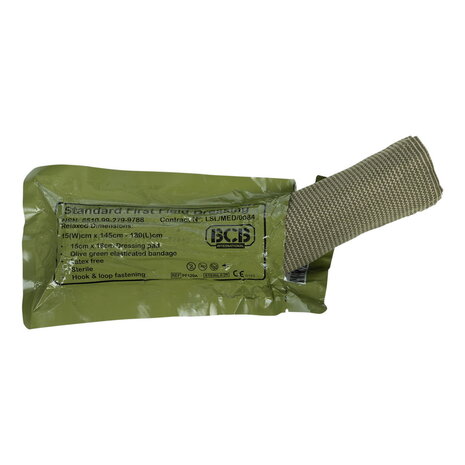 BCB Combat first field dressing standaard PF120A, 15 x 18 cm kompres