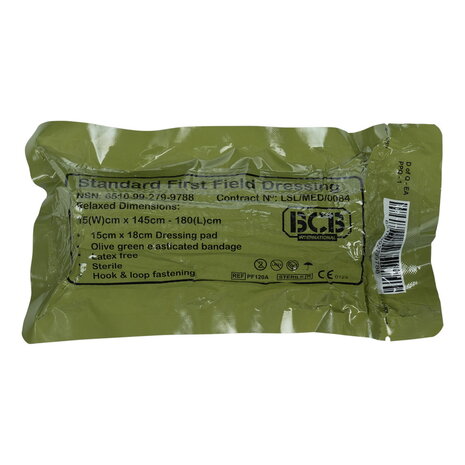 BCB Combat first field dressing standaard PF120A, 15 x 18 cm kompres