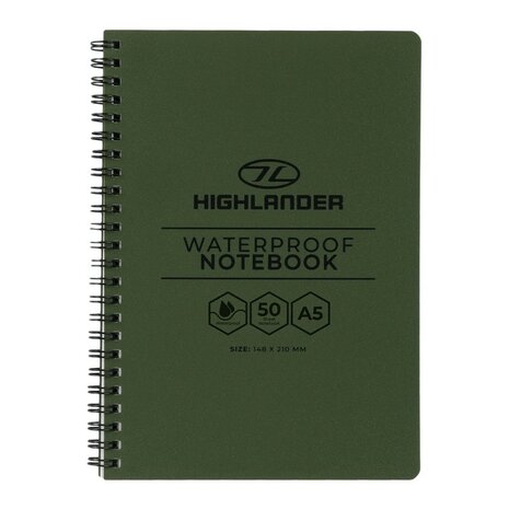 Highlander forces waterproof notitieboek A5, legergroen