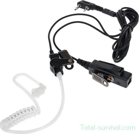 KPO KEP-26S airtube ear-microphone handset, zwart, 2-pins Icom mini-jack aansluiting