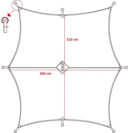 MFH Bâche / Couverture hexagonale, polyester 210T, vert olive, 340 x 310 CM