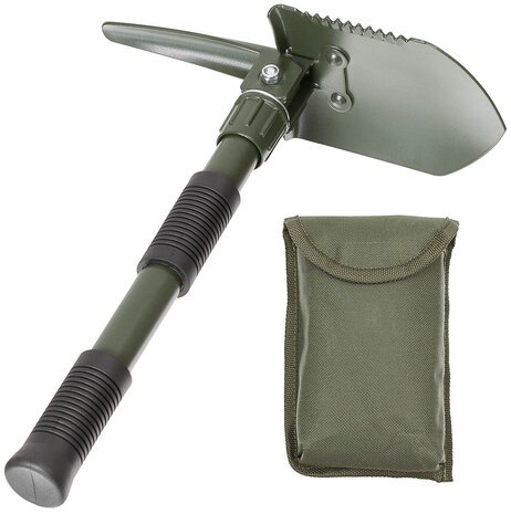 3-in-1 folding shovel with cover, green