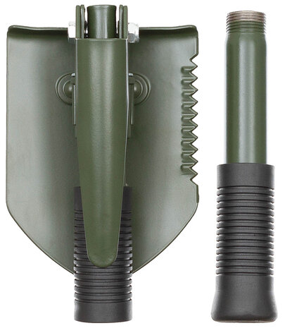 3-in-1 folding shovel with cover, green