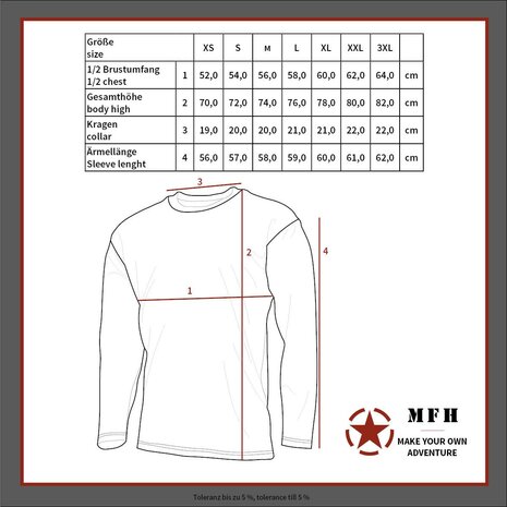 MFH US Longsleeve shirt met mouwzakken, zwart