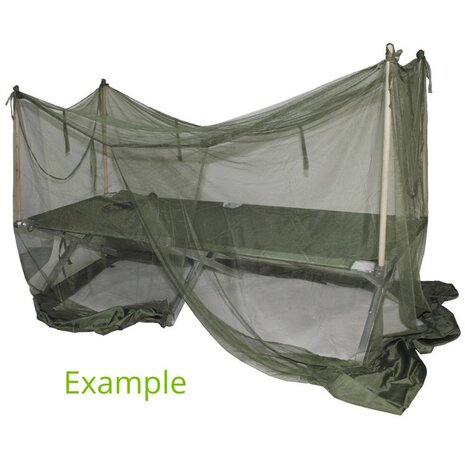 French army mosquito net for camp bed with rods, OD green