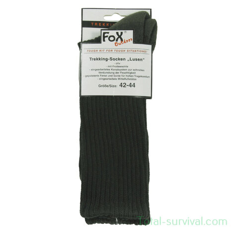 Chaussettes trekking Fox outdoor, "Lusen", vert olive, Semelle éponge