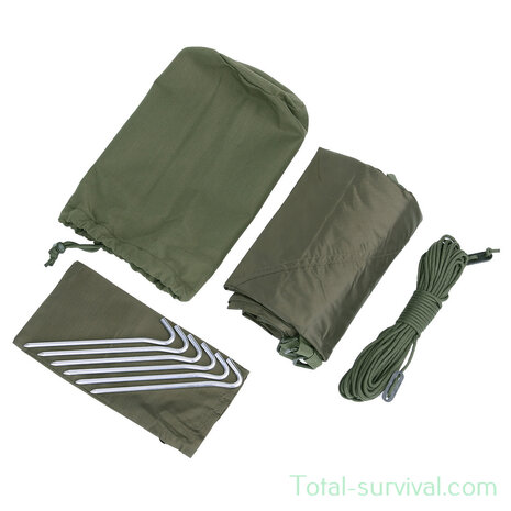 TF-2215 Tarp / Afdekzeil, 210T polyester rip-stop, legergroen, metaalogen, 300 x 300CM