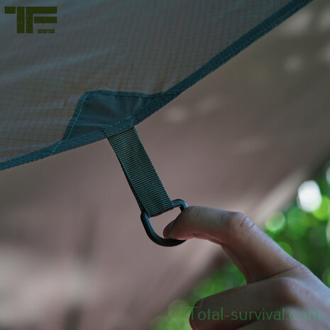 TF-2215 Tarp / Afdekzeil, 210T polyester rip-stop, legergroen, metaalogen, 300 x 300CM