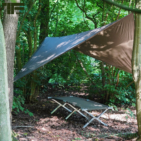 TF-2215 Tarp / Afdekzeil, 210T polyester rip-stop, legergroen, metaalogen, 300 x 300CM
