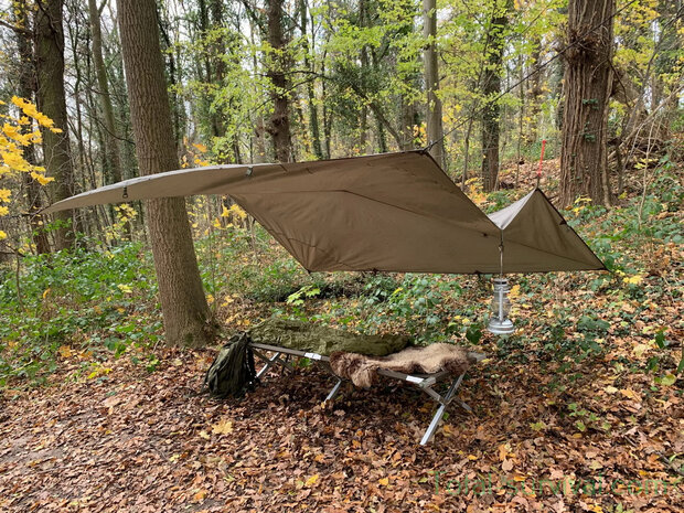 TF-2215 Tarp / Afdekzeil, 210T polyester rip-stop, legergroen, metaalogen, 300 x 300CM