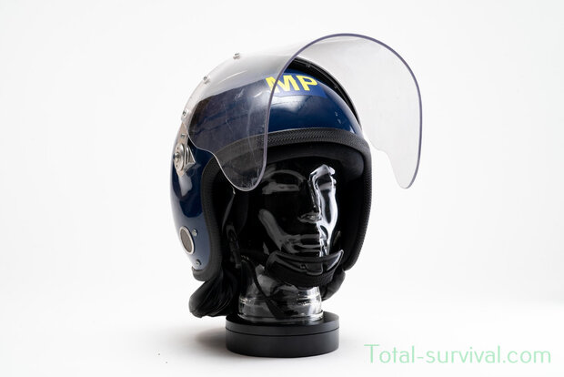 MLA riot gear Guardian MK2 politiehelm met nekbescherming en vizier, blauw
