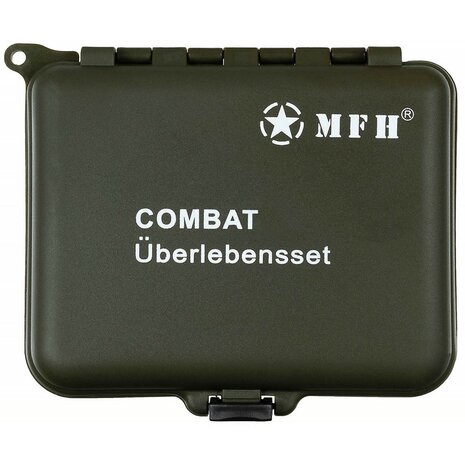 MFH kit de survie combat 36 pièces, boîtier ABS, vert olive