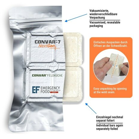 Barres protéinées énergétiques Convar Field Kitchen (120 g), qualité militaire