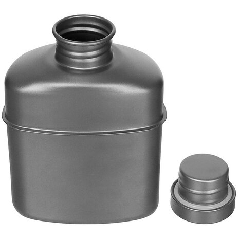 Fox outdoor titanium veldfles 1L met tas, zwart