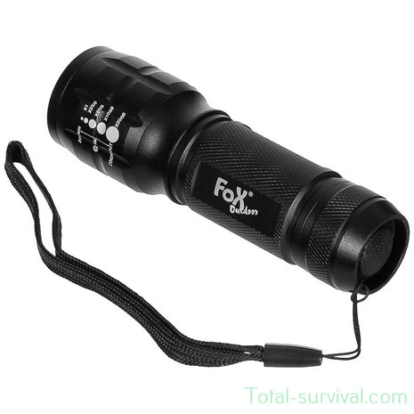 Lampe de poche extérieure Fox, compacte 3 Watt avec focus, longueur 11 cm
