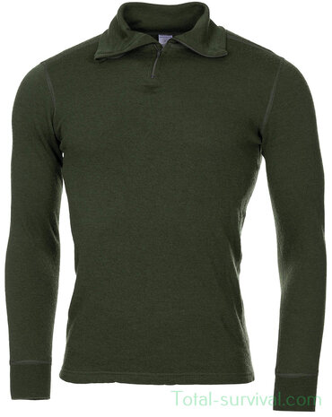 ​​​​​​​Maillot de corps thermique à manches longues armée NL, Unisex, Mérinos, vert olive