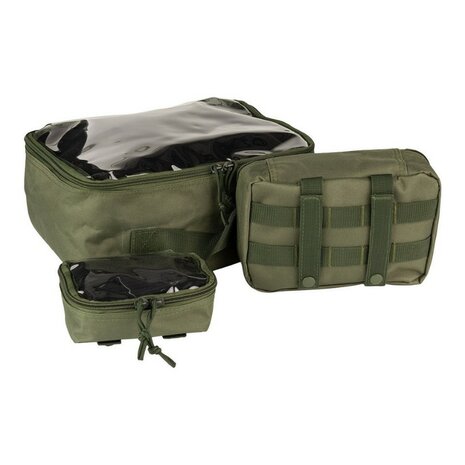 101 Inc Packing Cubes organizers transparant, set van 3 stuks, legergroen