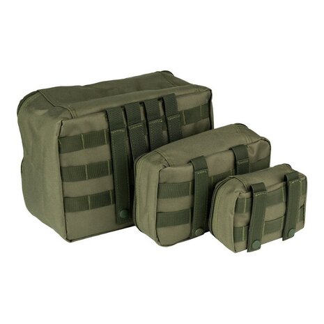 101 Inc Packing Cubes organizers transparant, set van 3 stuks, legergroen