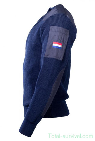 KL marechaussee commando trui Wol/Acryl met v-hals, blauw