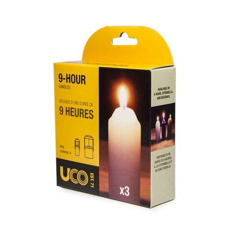 Bougie Uco 9 heures Blanc, paquet de 3
