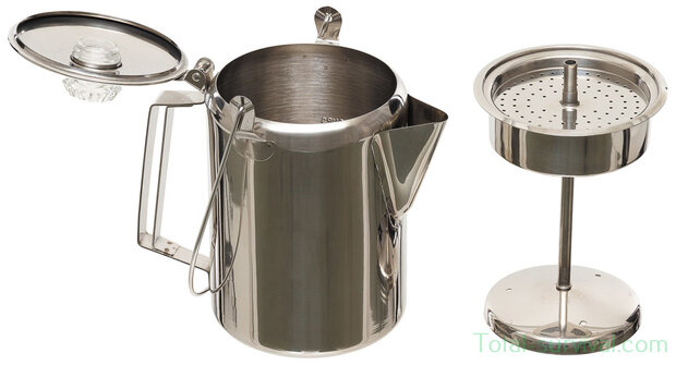 Fox outdoor Koffiepot met percolator 1,2L (9 kopjes), RVS