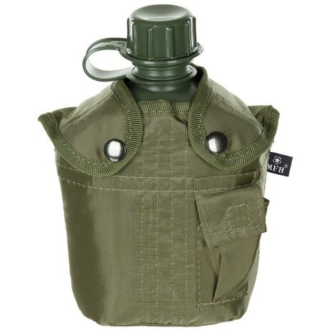 MFH US Veldfles 1L met hoes en alice clips, legergroen, BPA vrij