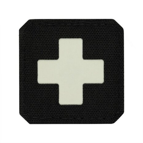 M-Tac Patch Medic Cross Laser Cut, 45 x 45 mm, GID Fluorescerend reflecterend, zwart / wit