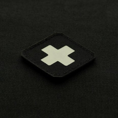 M-Tac Patch Medic Cross Laser Cut, 45 x 45 mm, GID Fluorescerend reflecterend, zwart / wit