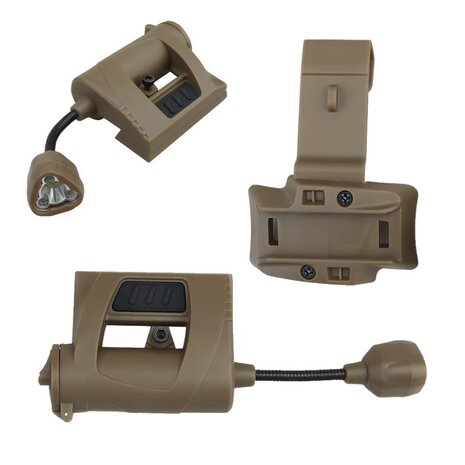 MD tactical MPLS Charge tactische LED hoofdlamp / helmlamp 3-kleuren + IR, coyote tan