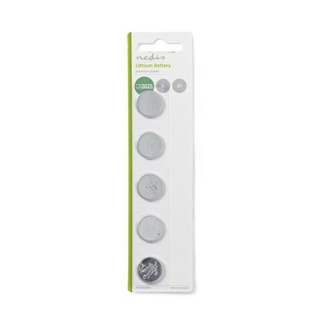 Nedis Lithium Knopfzellenbatterie CR2025 3 V DC, 5er-Pack
