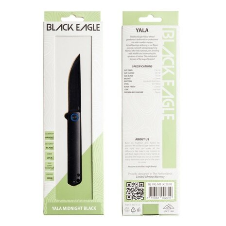 Black Eagle Yala EDC zakmes, Midnight Black