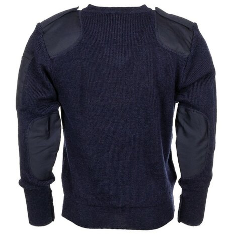 Britse militaire politie commando trui met v-hals, 100% Wol, blauw